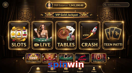 Main screen of Spinwin casino page for PK players